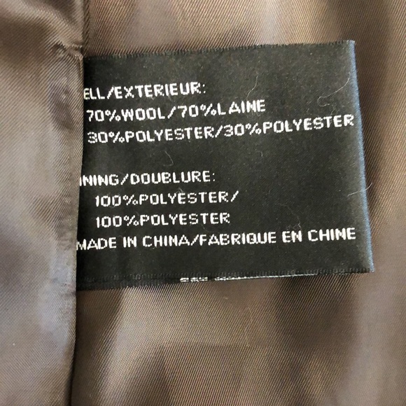 DKNY Coat 10 Tweed Brown Cream Check Plaid Pockets Belt Wool Excellent Condition - Picture 8 of 10